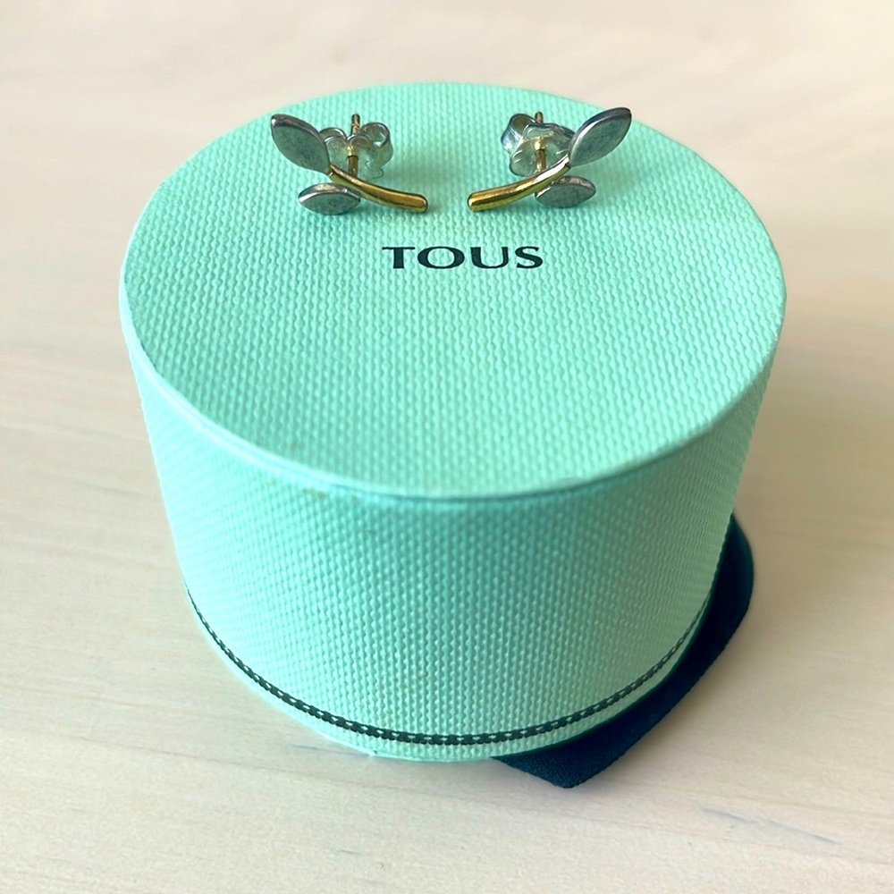 TOUS Real Mix Leaf earrings in silver vermeil and sterling silver